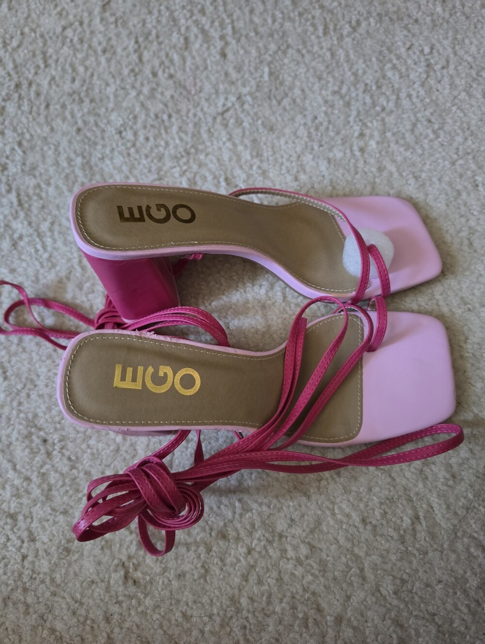 EGO Two-Tone Pink Wrap Block Heel Sandals